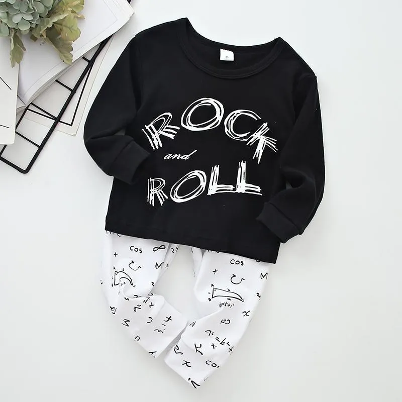 2-piece Letter Pattern Sweatshirts & Pants for Children Boy