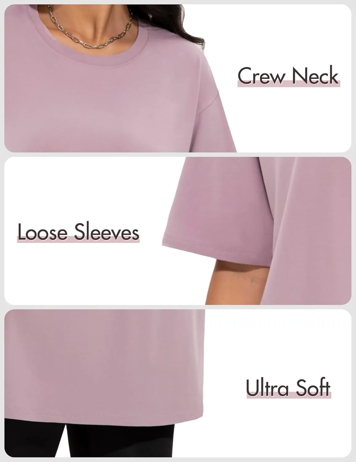 3/4 Pack Oversized Tshirts for Women, Loose Fit Crew Neck Summer Baggy Tops Workout Tees Plus Size T Shirts