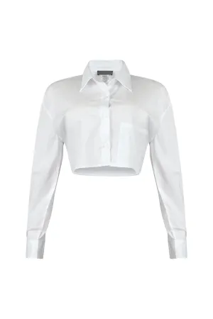 Alessa Poplin Cropped Shirt Blouse