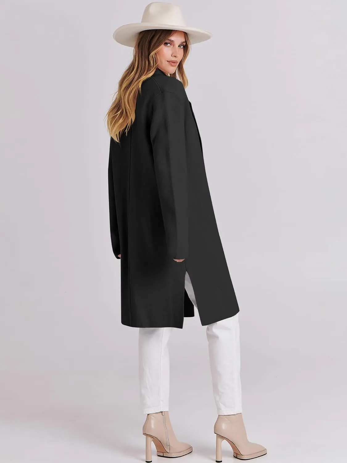 ANRABESS Women's Long Cardigans Sweater 2025 Fall Casual Lapel Open Front Knit Warm Wool Coatigan Oversized Jacket Coat