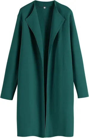 ANRABESS Women's Long Cardigans Sweater 2025 Fall Casual Lapel Open Front Knit Warm Wool Coatigan Oversized Jacket Coat