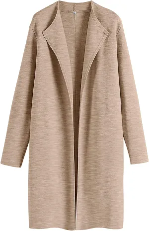 ANRABESS Women's Long Cardigans Sweater 2025 Fall Casual Lapel Open Front Knit Warm Wool Coatigan Oversized Jacket Coat