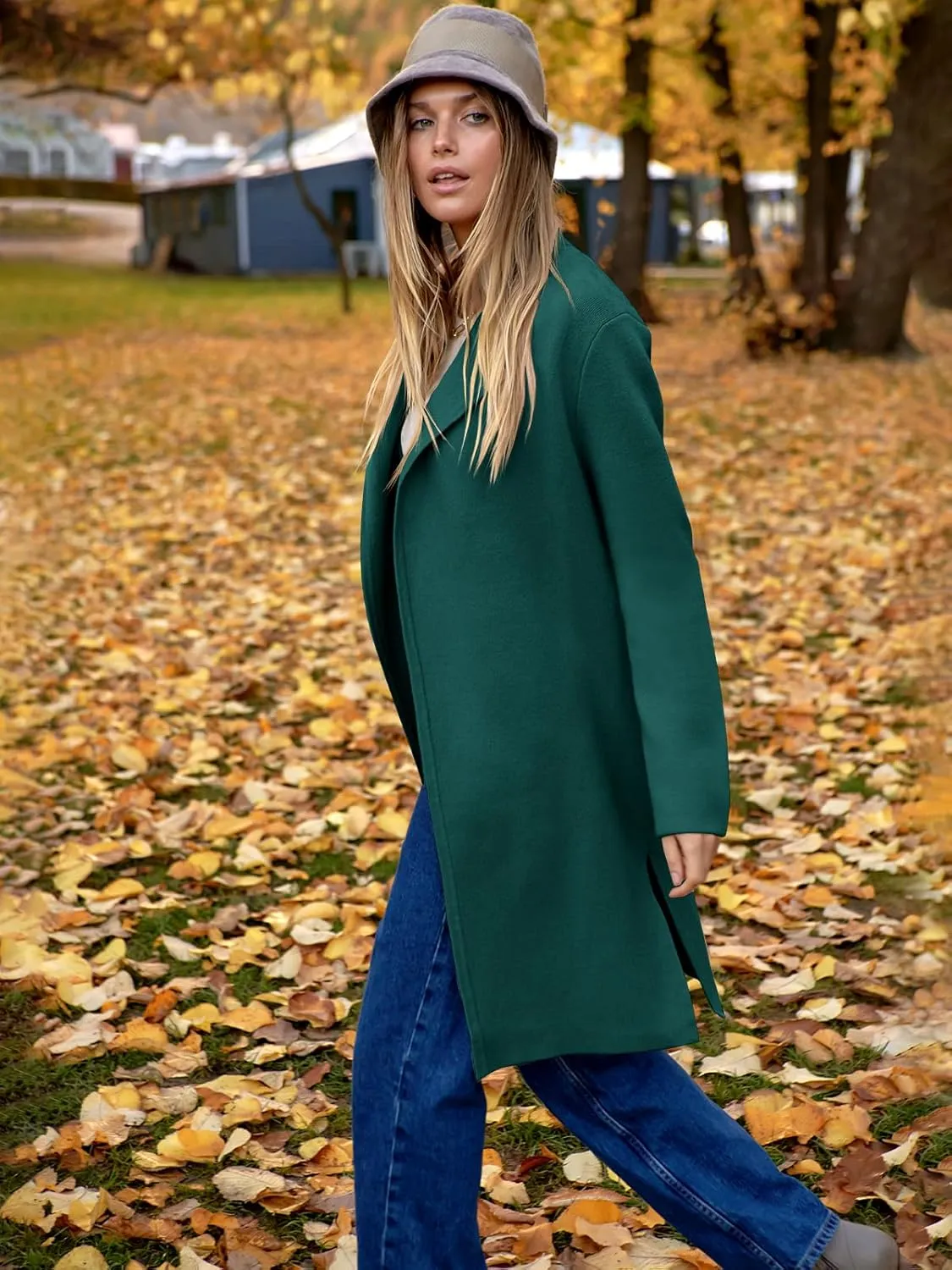 ANRABESS Women's Long Cardigans Sweater 2025 Fall Casual Lapel Open Front Knit Warm Wool Coatigan Oversized Jacket Coat