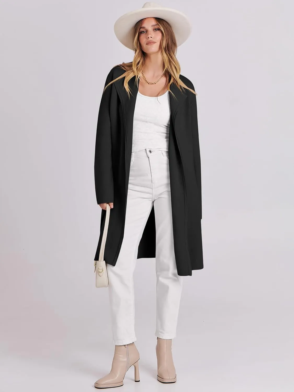 ANRABESS Women's Long Cardigans Sweater 2025 Fall Casual Lapel Open Front Knit Warm Wool Coatigan Oversized Jacket Coat