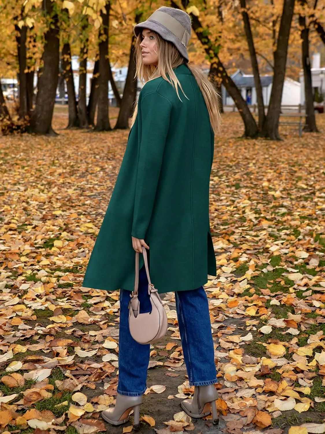 ANRABESS Women's Long Cardigans Sweater 2025 Fall Casual Lapel Open Front Knit Warm Wool Coatigan Oversized Jacket Coat
