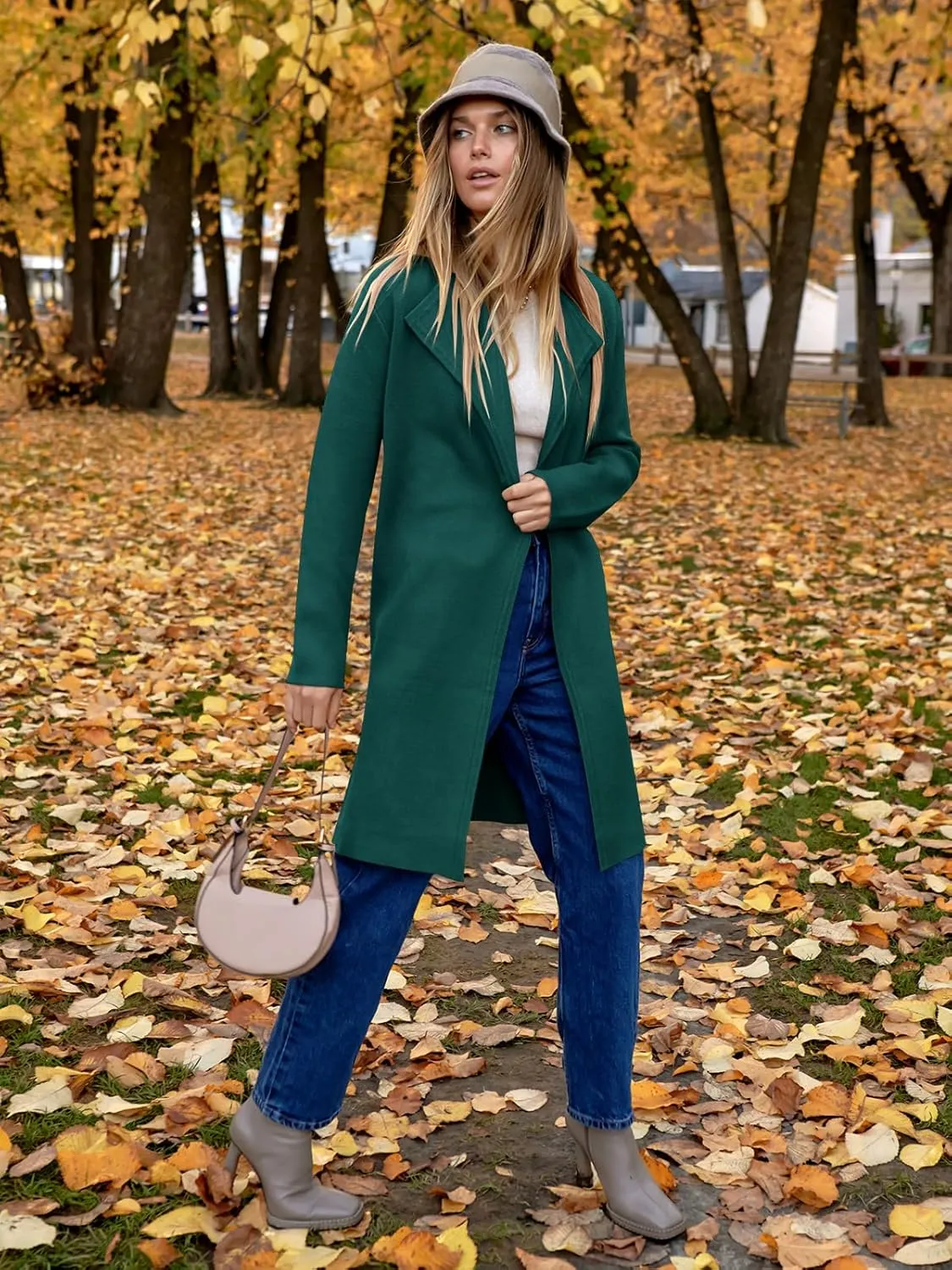 ANRABESS Women's Long Cardigans Sweater 2025 Fall Casual Lapel Open Front Knit Warm Wool Coatigan Oversized Jacket Coat
