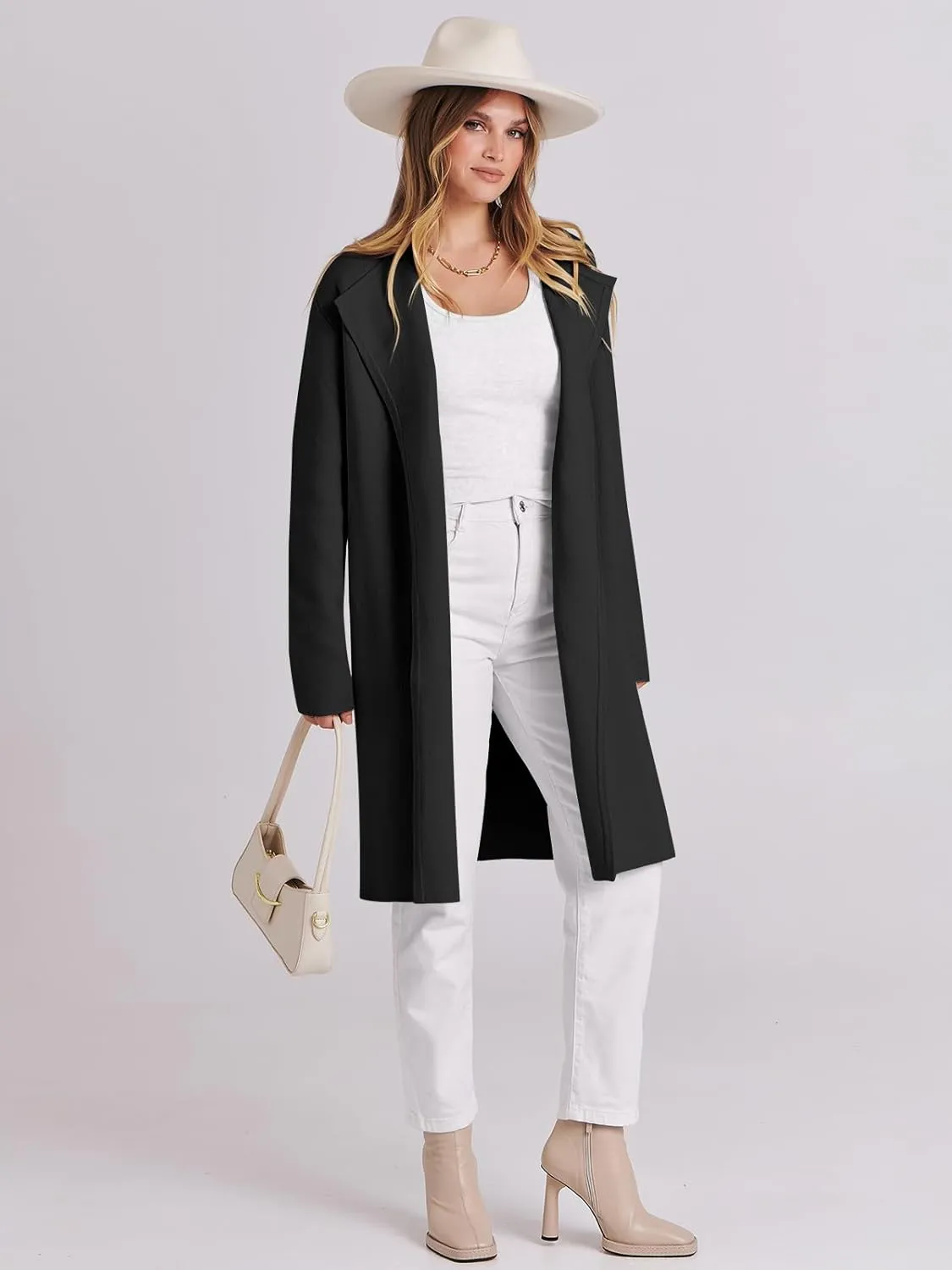 ANRABESS Women's Long Cardigans Sweater 2025 Fall Casual Lapel Open Front Knit Warm Wool Coatigan Oversized Jacket Coat