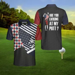 Are You Looking At My Putt Argyle Usa Flag Polo Shirt Coolspod