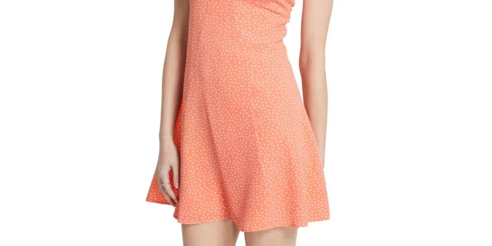Bar III Women's Polka Dot O Ring Dress Red Size Large