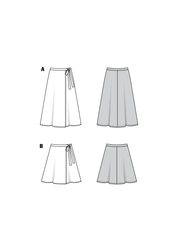 BD6340 Misses' wrap skirt sewing pattern