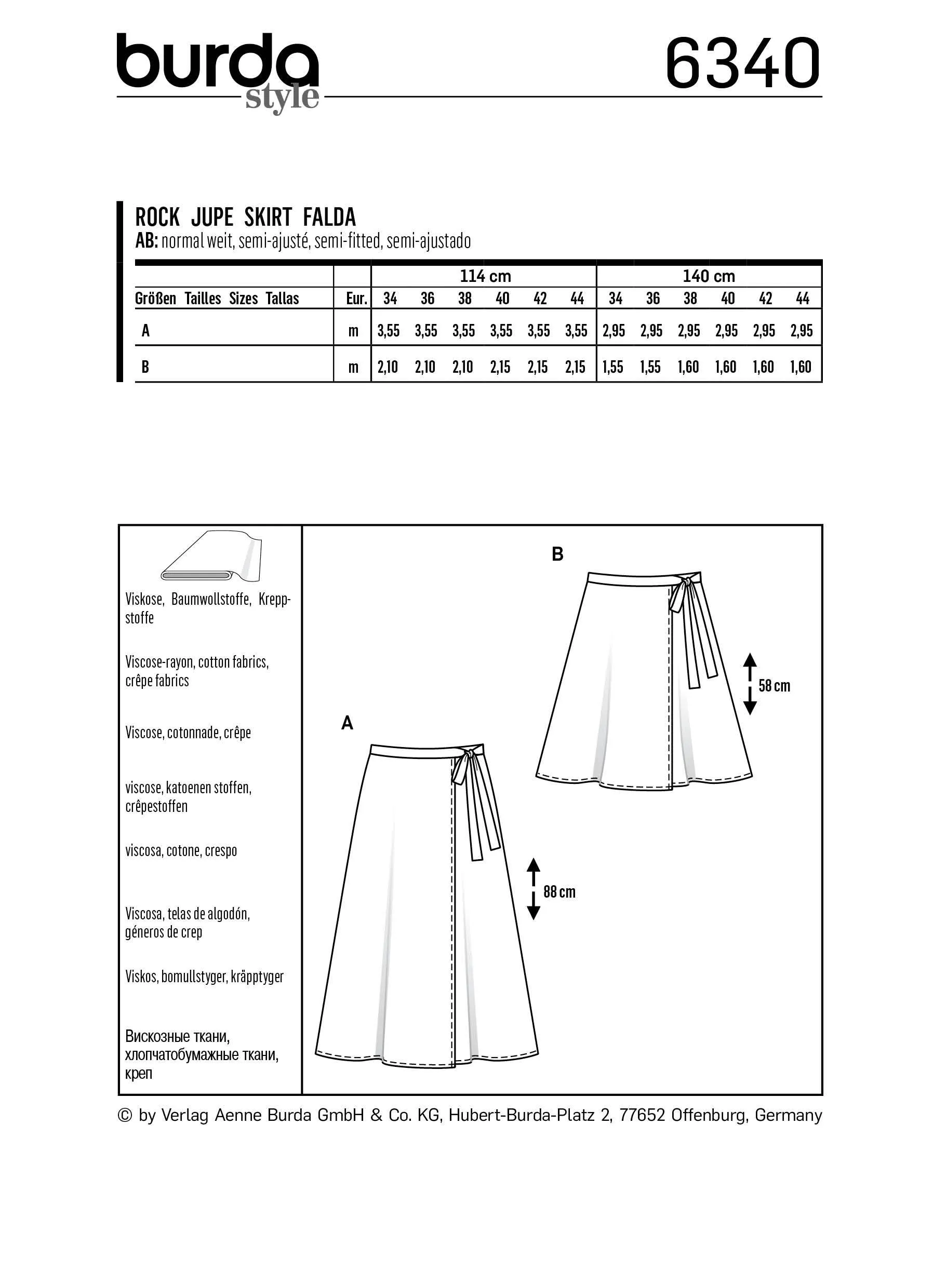 BD6340 Misses' wrap skirt sewing pattern