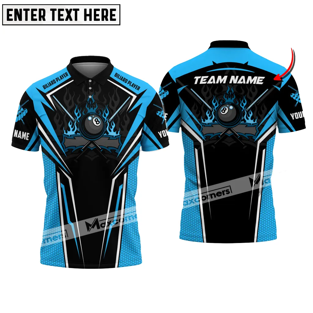 Billiard Big Logo Ball 8 Multicolor Option Customized Name, Team Name 3D Polo Shirt, Gift for Billiard Lovers