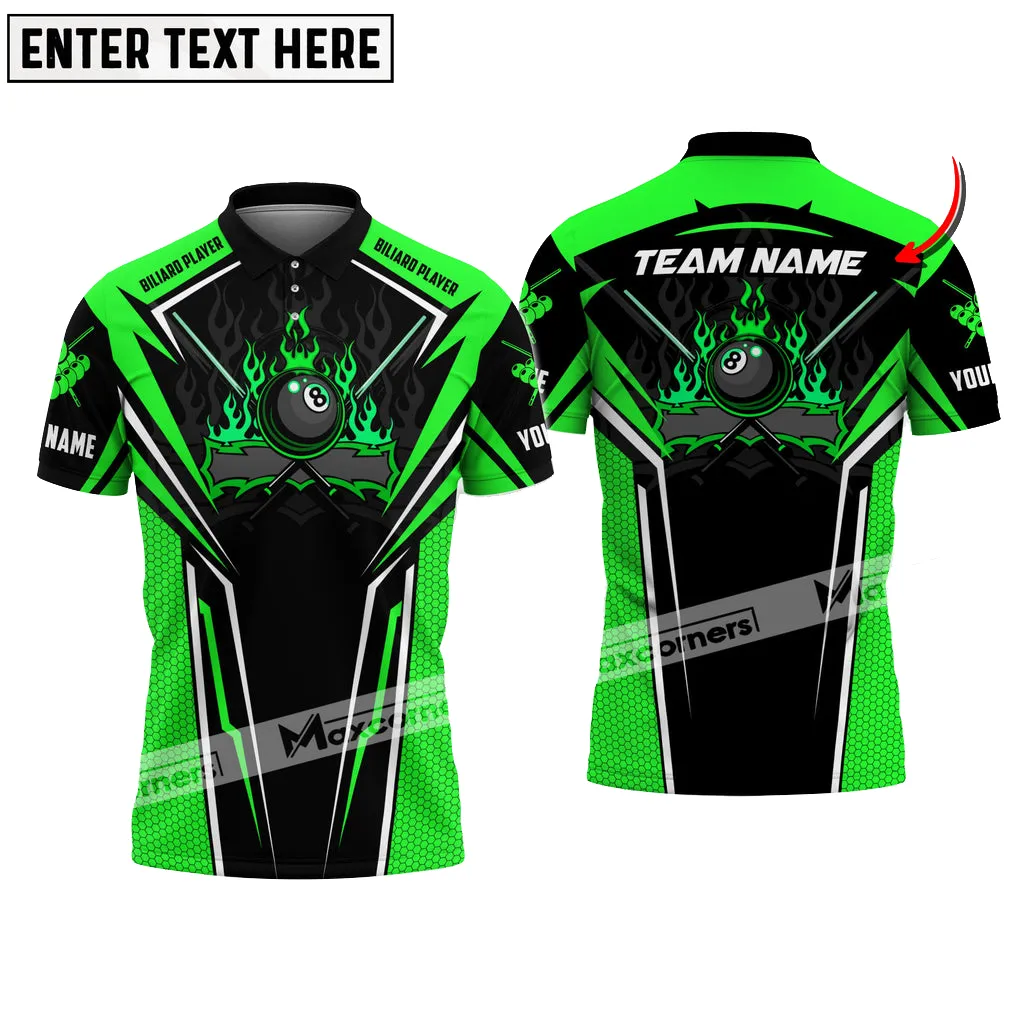 Billiard Big Logo Ball 8 Multicolor Option Customized Name, Team Name 3D Polo Shirt, Gift for Billiard Lovers