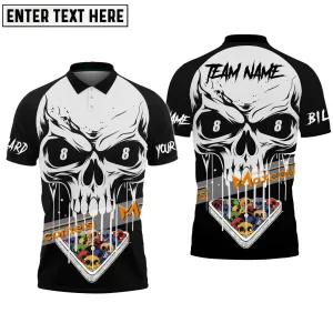 Billiards Skull Halloween Sport Jersey Multicolor Options Personalized Name, Team Name 3D Polo Shirt