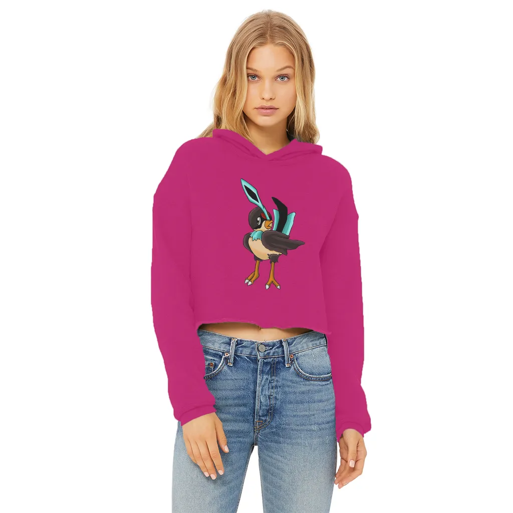 Birdi Ladies Cropped Raw Edge Hoodie