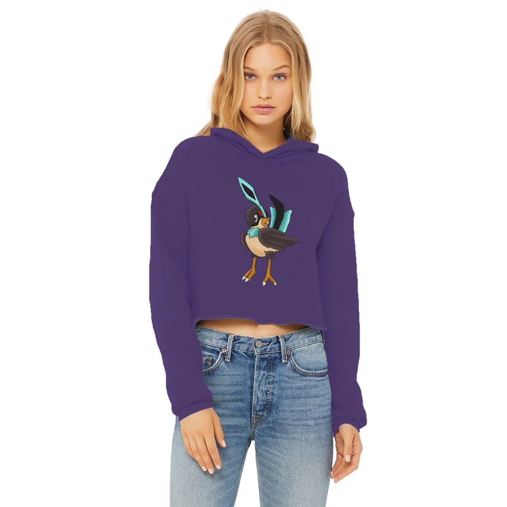 Birdi Ladies Cropped Raw Edge Hoodie