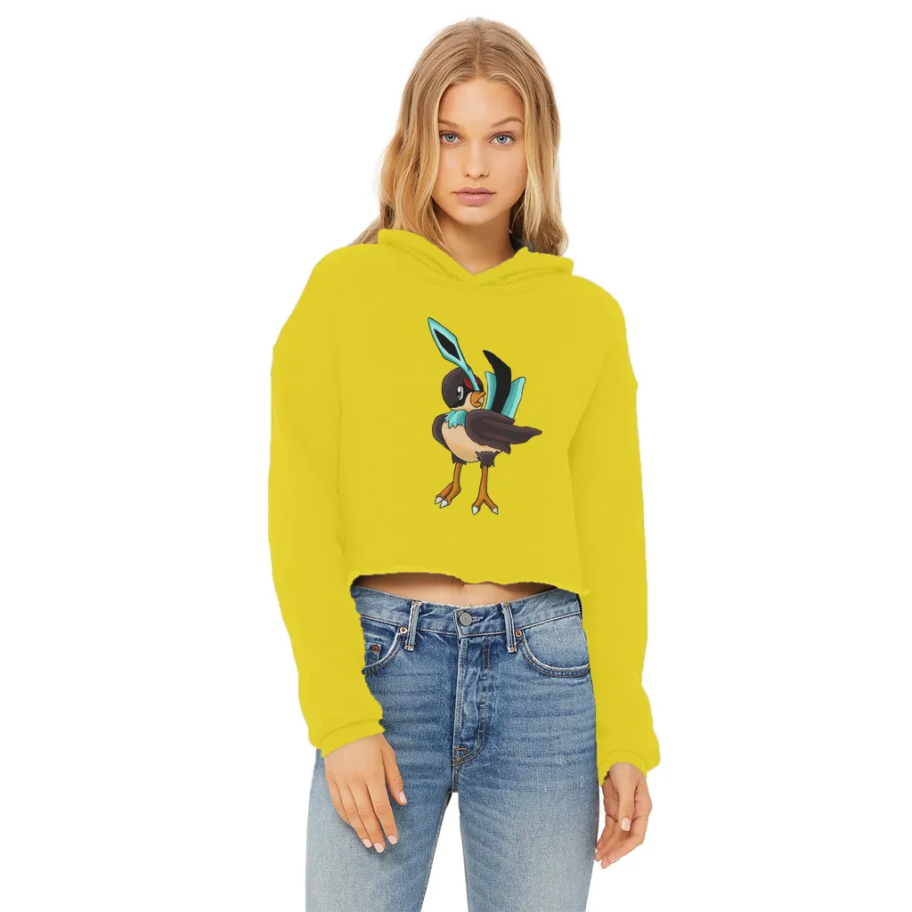 Birdi Ladies Cropped Raw Edge Hoodie