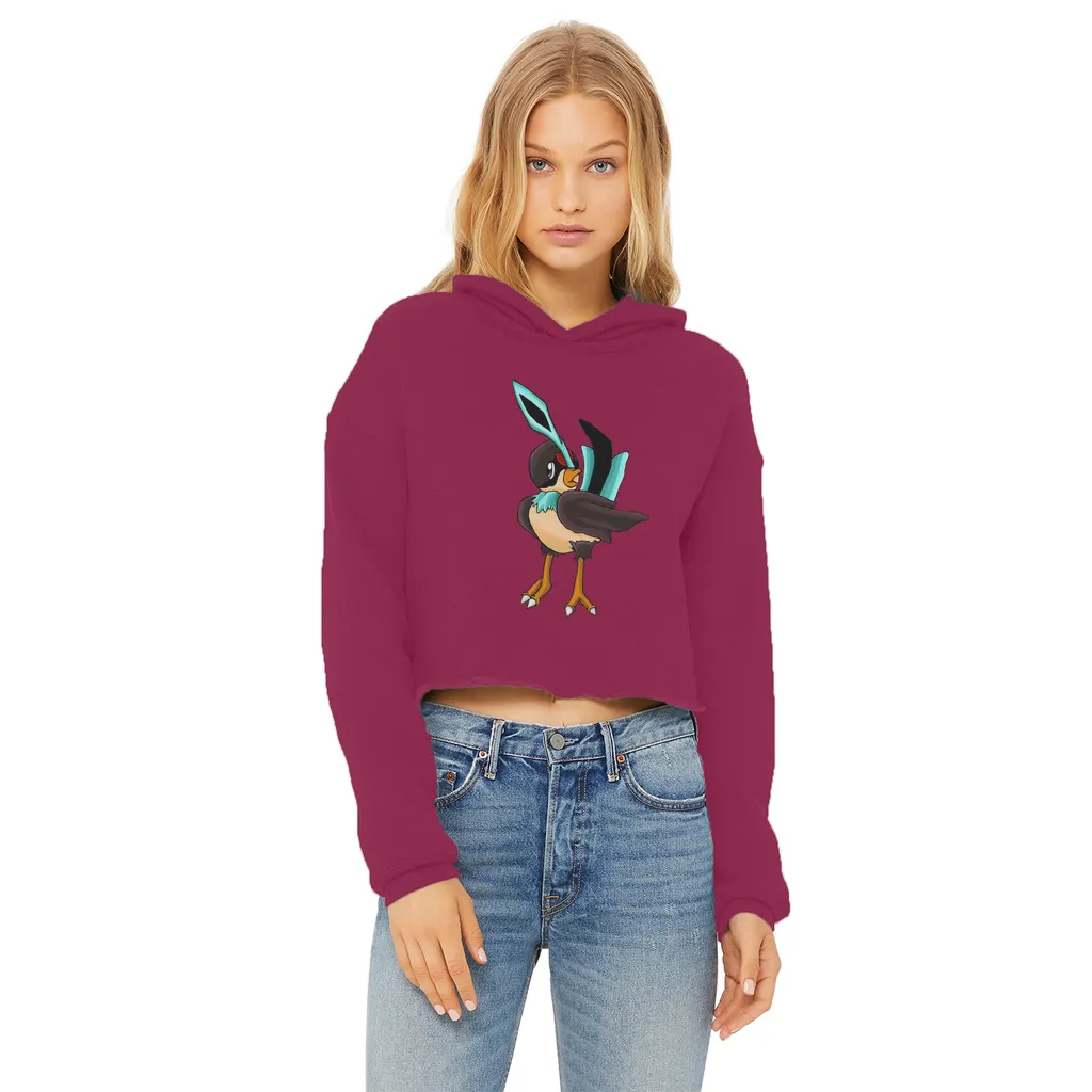 Birdi Ladies Cropped Raw Edge Hoodie
