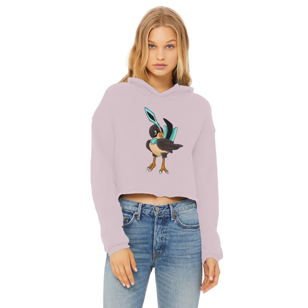 Birdi Ladies Cropped Raw Edge Hoodie