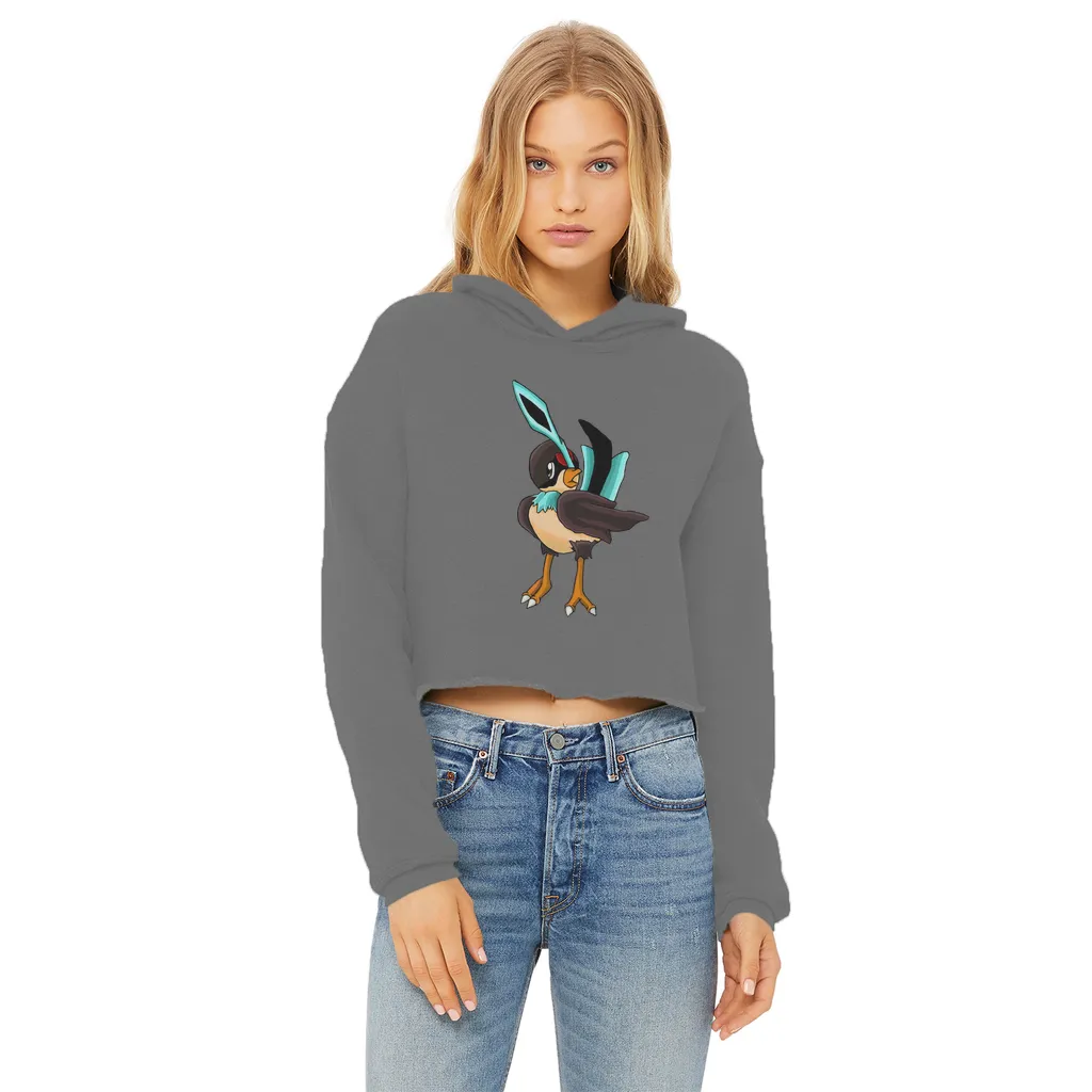 Birdi Ladies Cropped Raw Edge Hoodie