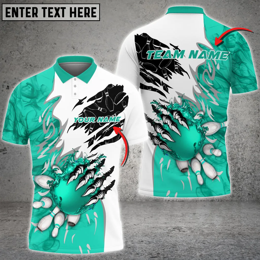 Bowling And Pins Plame Monster Hand Premium Multicolor Option Personalized Name 3D Polo Shirt