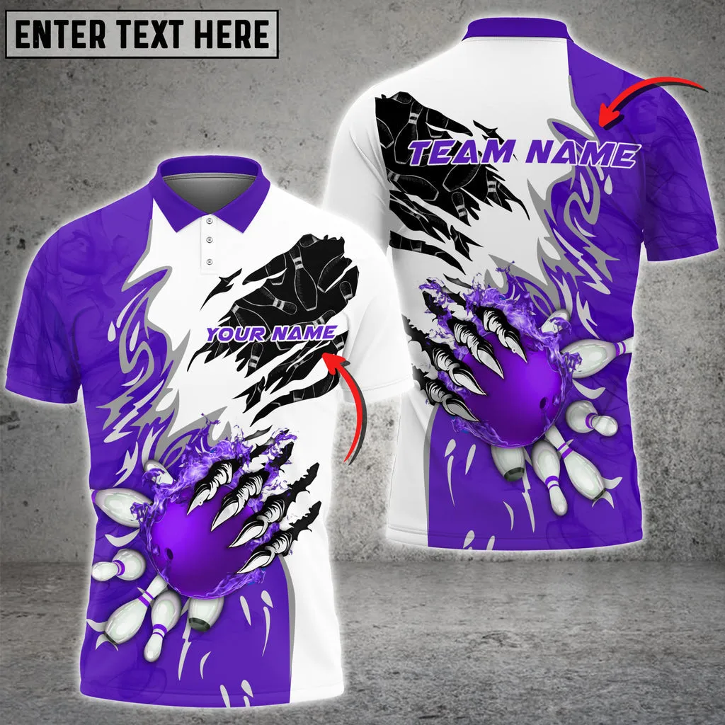 Bowling And Pins Plame Monster Hand Premium Multicolor Option Personalized Name 3D Polo Shirt