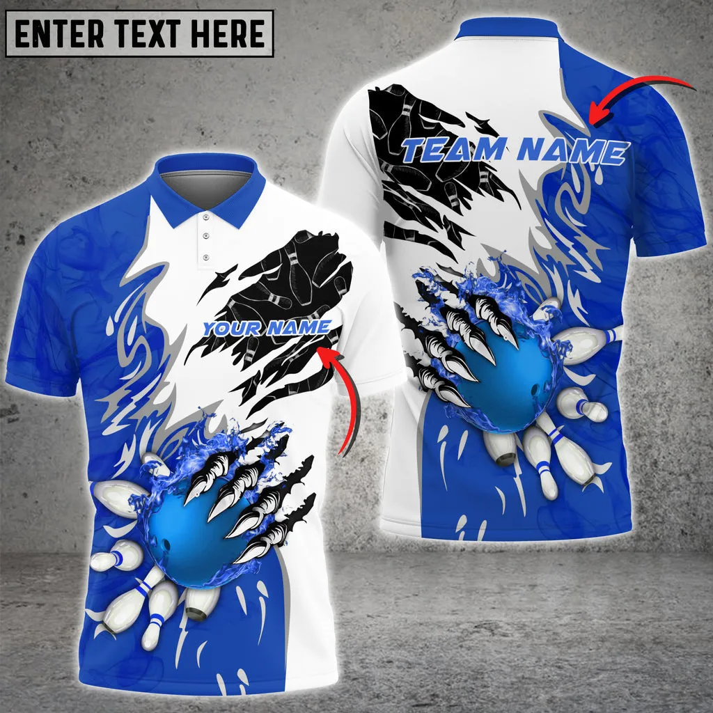 Bowling And Pins Plame Monster Hand Premium Multicolor Option Personalized Name 3D Polo Shirt