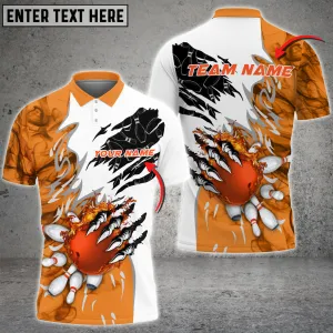 Bowling And Pins Plame Monster Hand Premium Multicolor Option Personalized Name 3D Polo Shirt