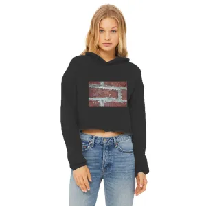 bricks Ladies Cropped Raw Edge Hoodie