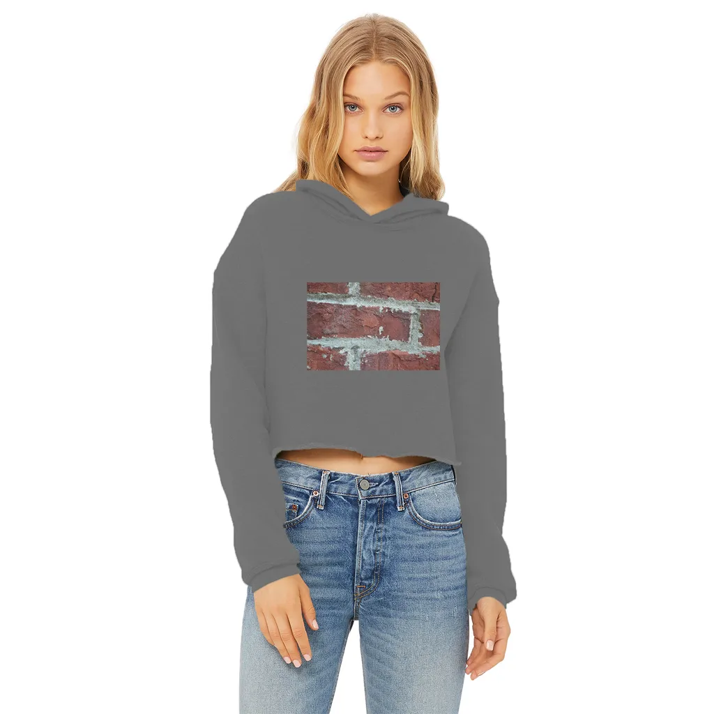 bricks Ladies Cropped Raw Edge Hoodie