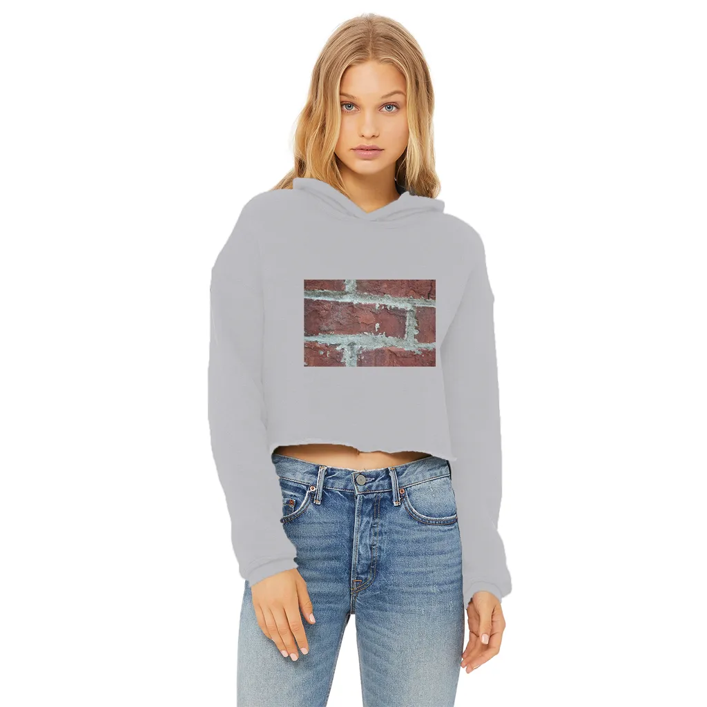 bricks Ladies Cropped Raw Edge Hoodie