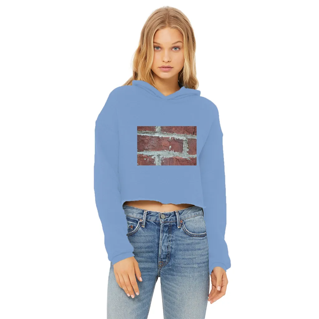 bricks Ladies Cropped Raw Edge Hoodie