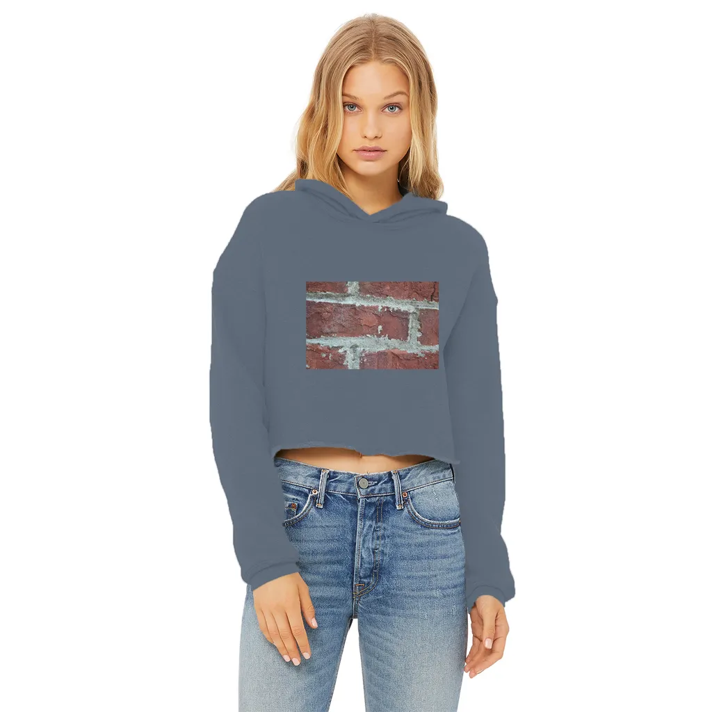 bricks Ladies Cropped Raw Edge Hoodie