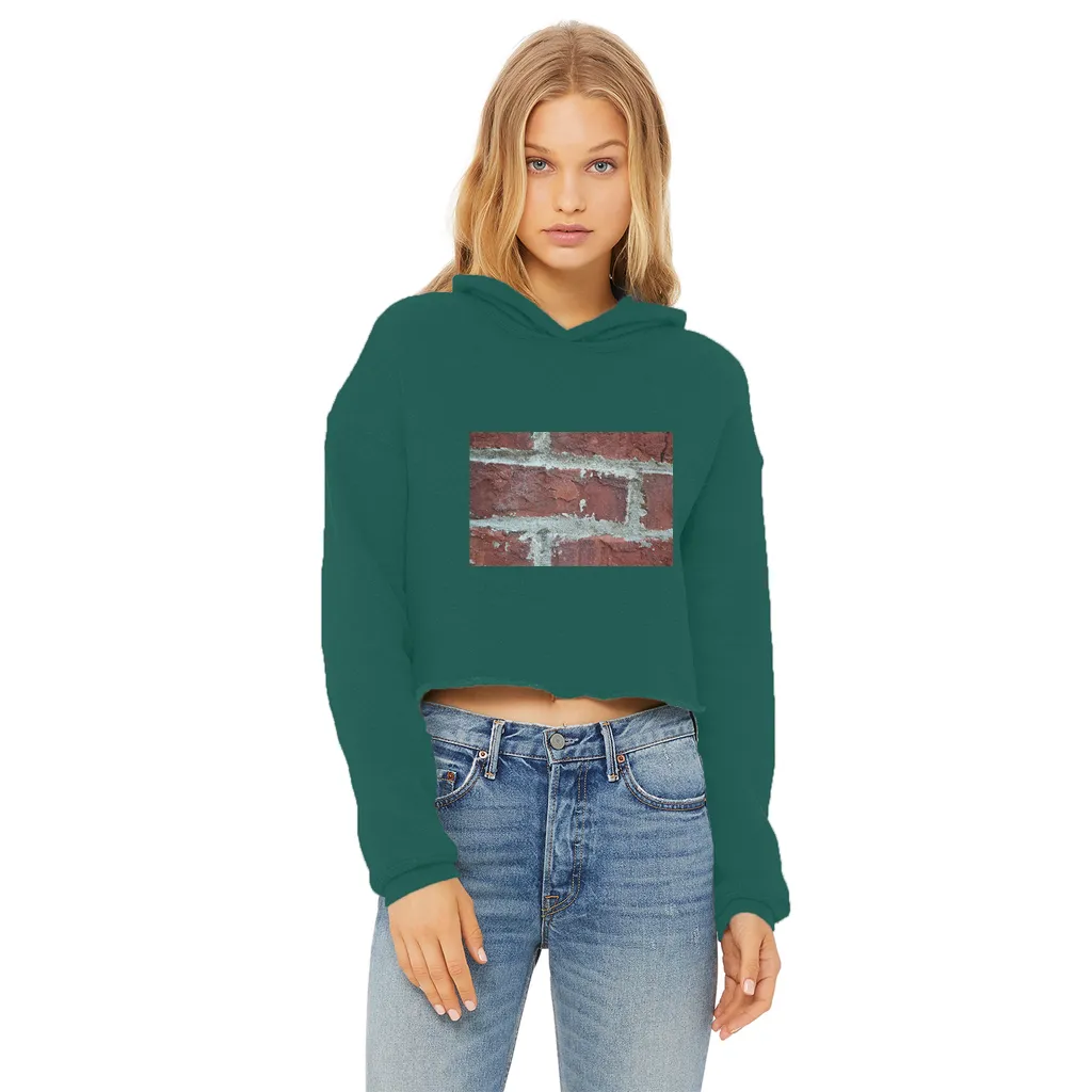 bricks Ladies Cropped Raw Edge Hoodie