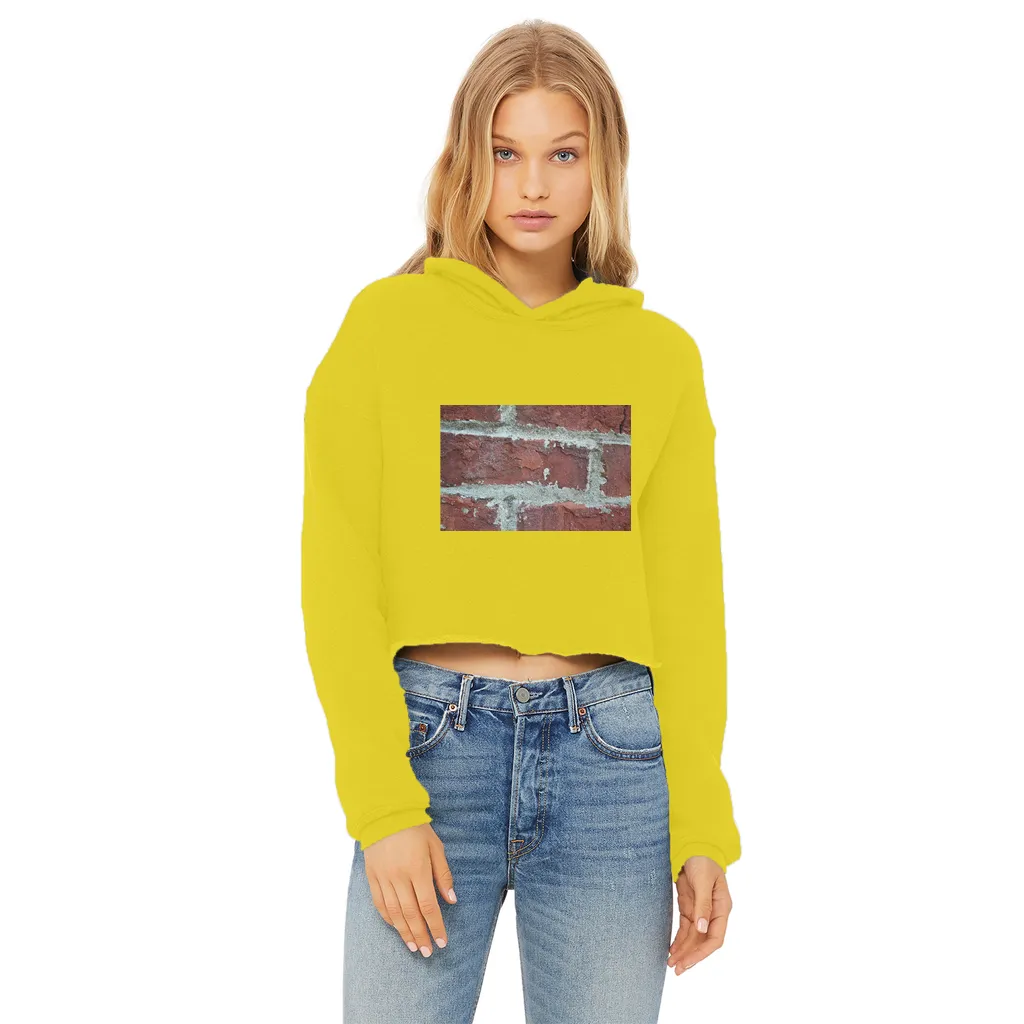 bricks Ladies Cropped Raw Edge Hoodie