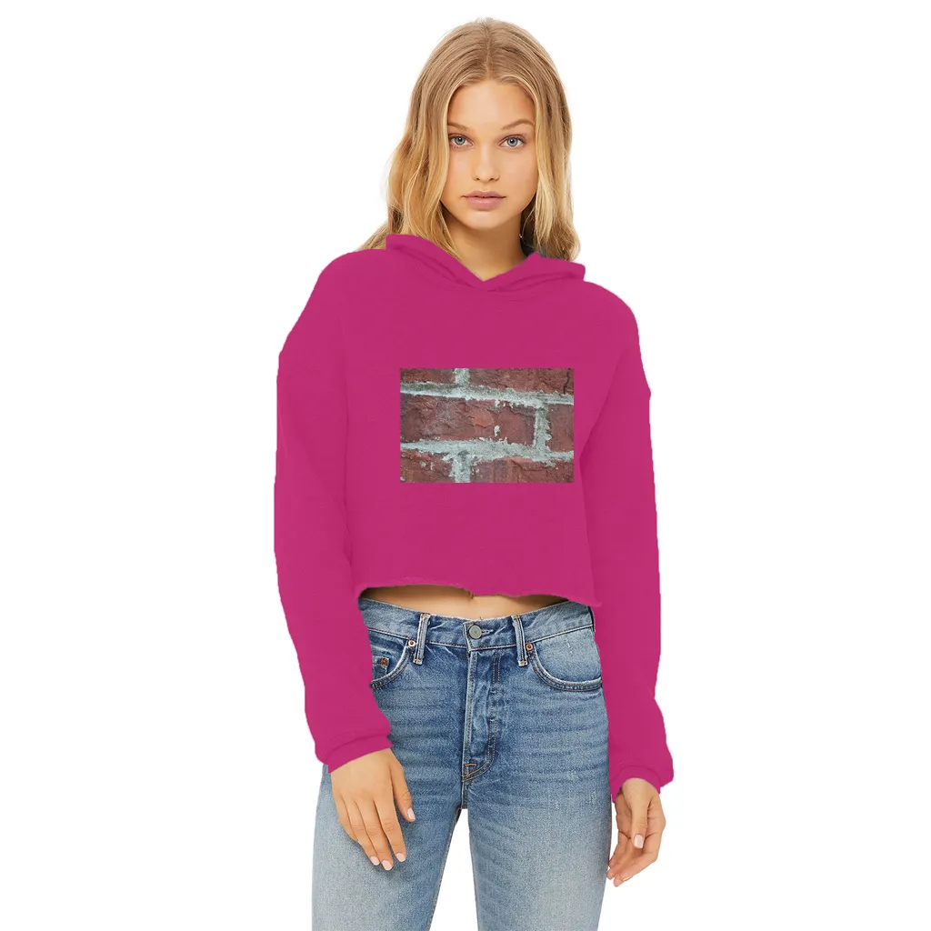 bricks Ladies Cropped Raw Edge Hoodie
