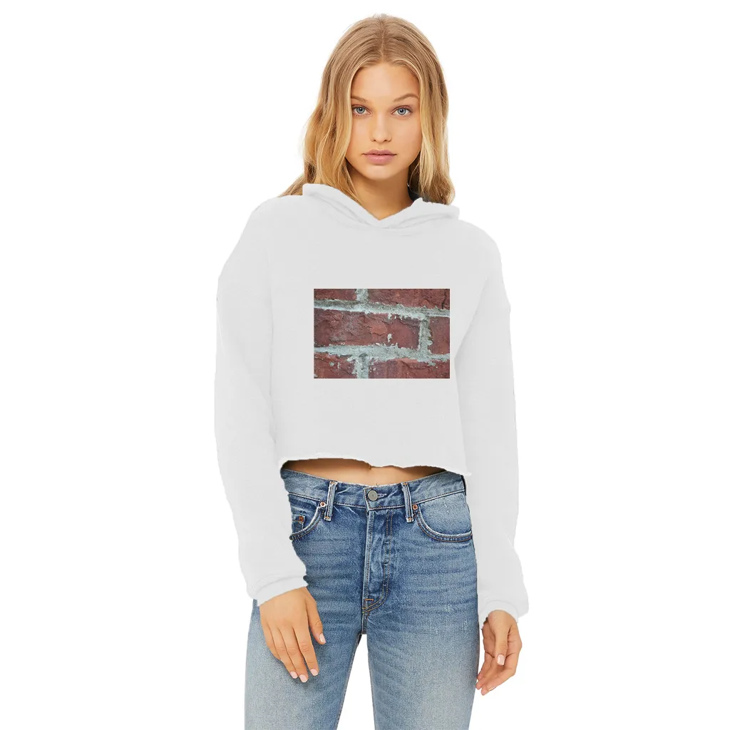 bricks Ladies Cropped Raw Edge Hoodie