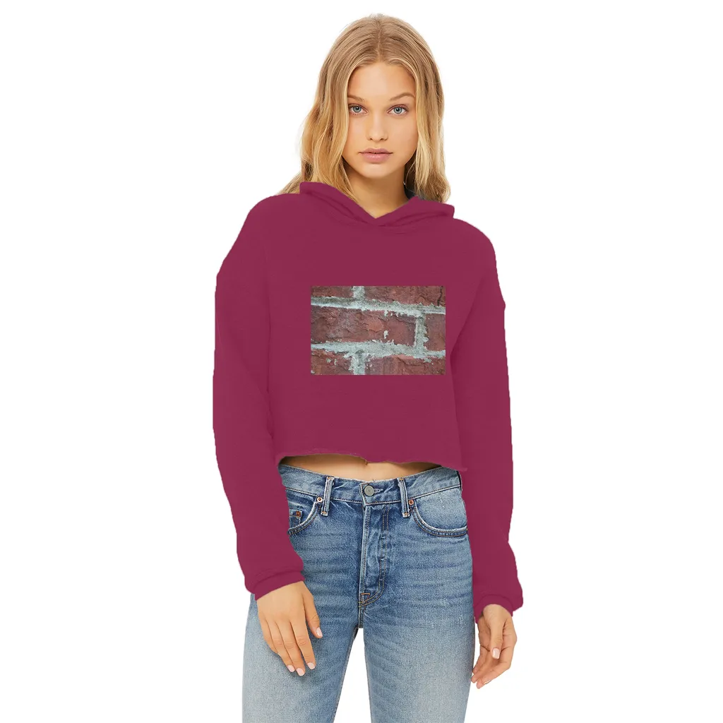 bricks Ladies Cropped Raw Edge Hoodie