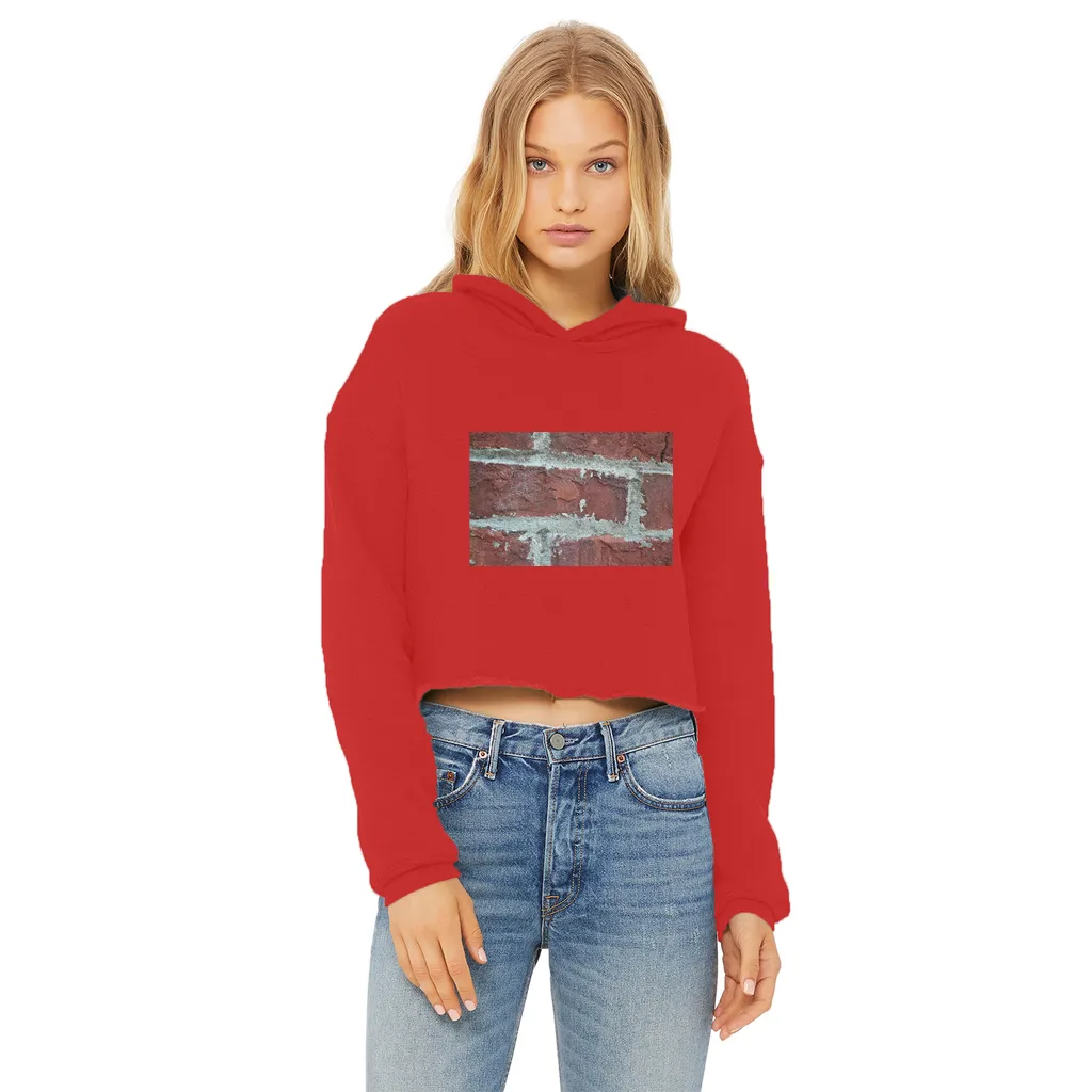bricks Ladies Cropped Raw Edge Hoodie