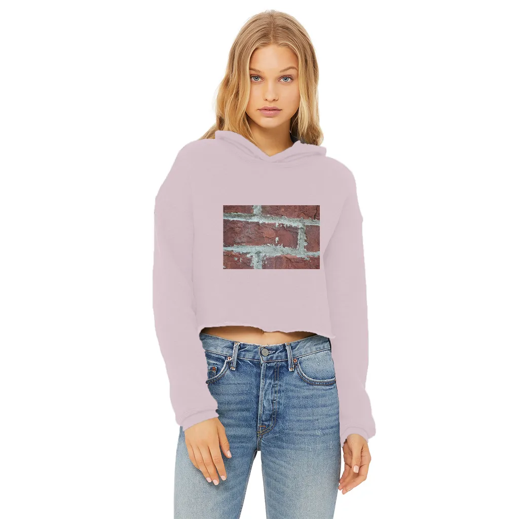 bricks Ladies Cropped Raw Edge Hoodie