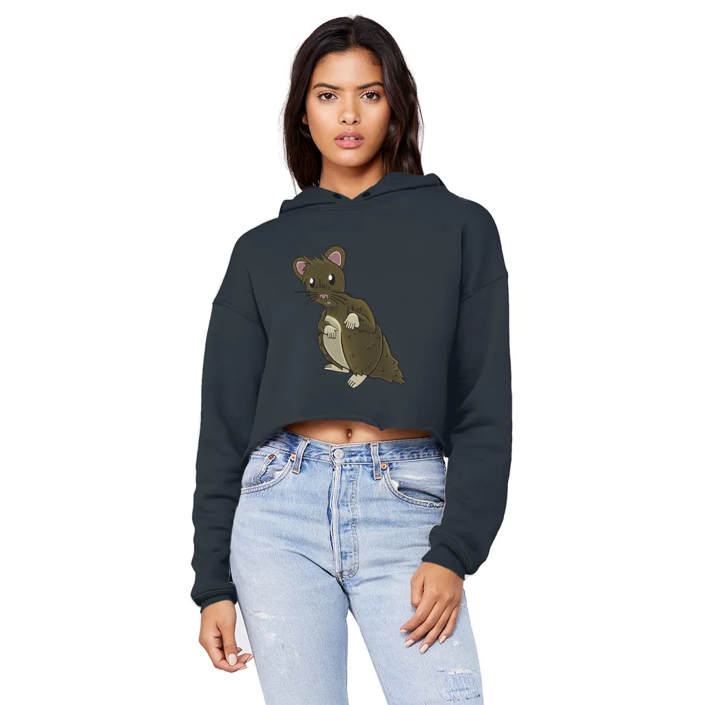 BrownHamster Unisex Cropped Raw Edge Boyfriend Hoodie