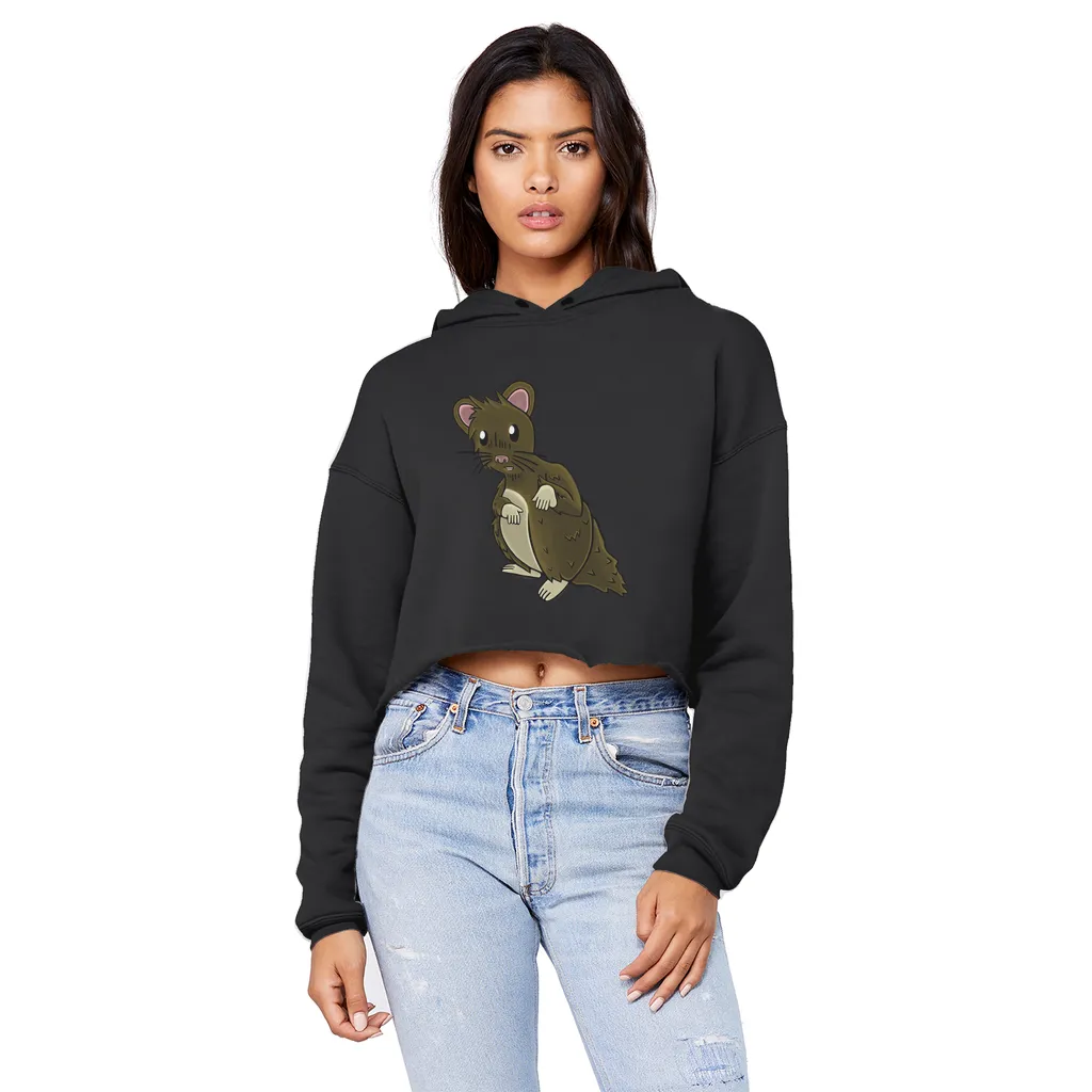 BrownHamster Unisex Cropped Raw Edge Boyfriend Hoodie