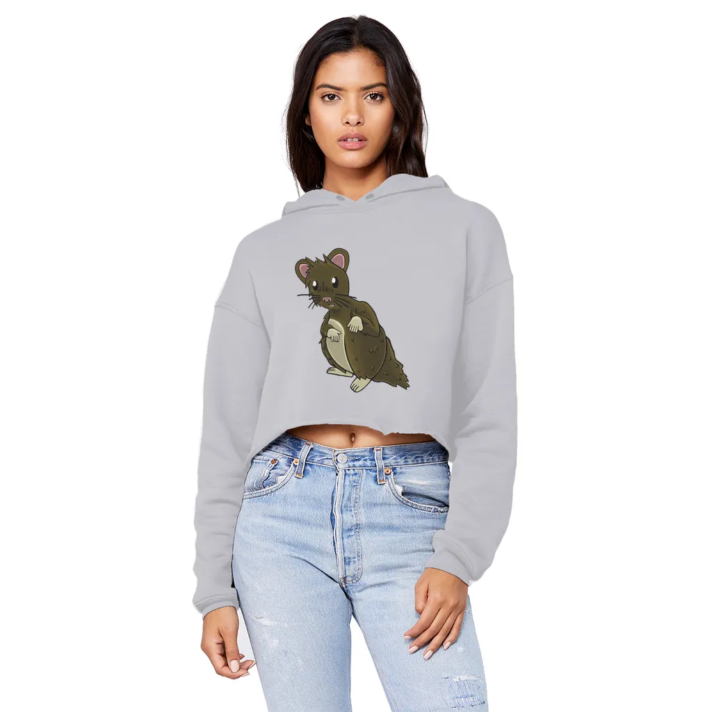 BrownHamster Unisex Cropped Raw Edge Boyfriend Hoodie