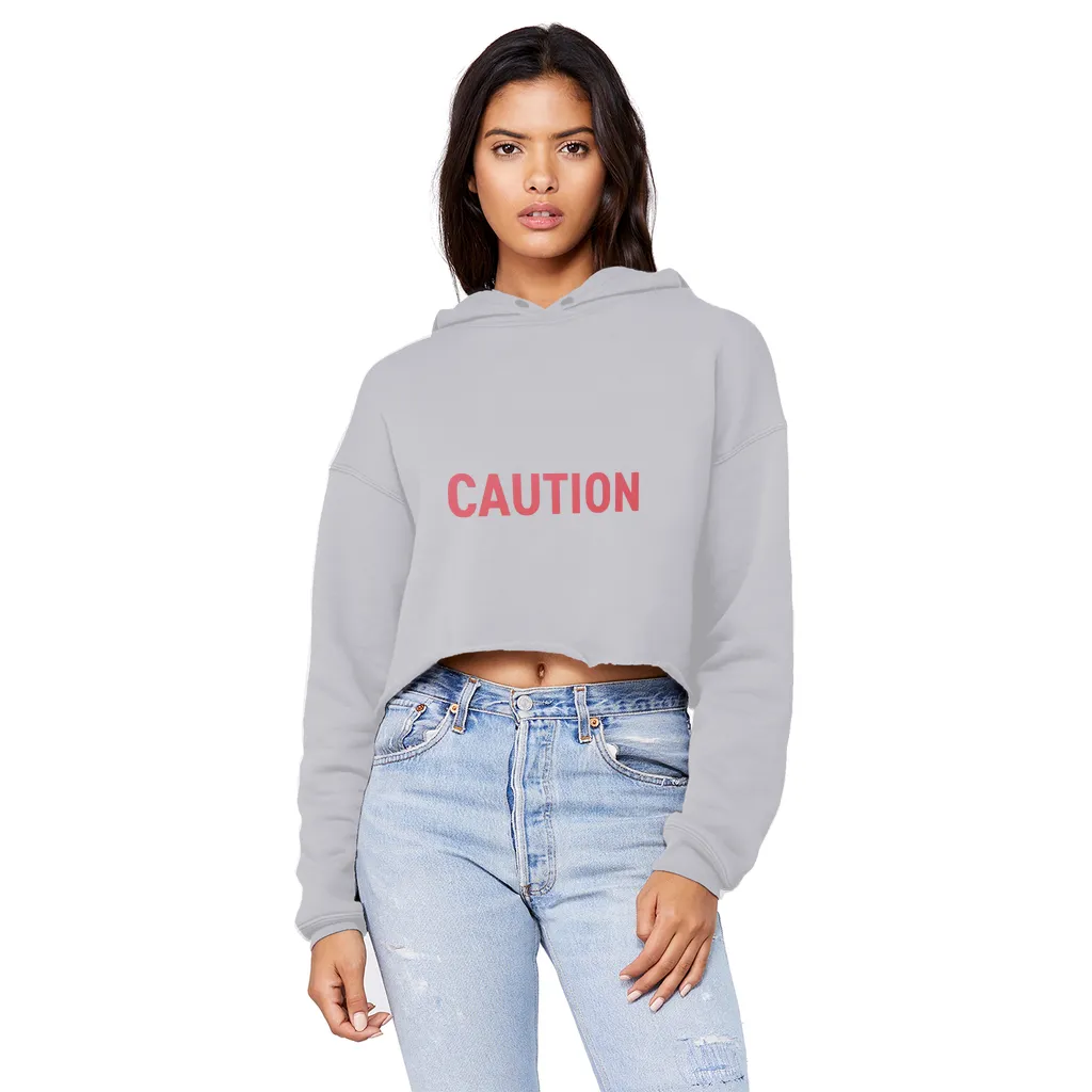 Caution Unisex Cropped Raw Edge Boyfriend Hoodie