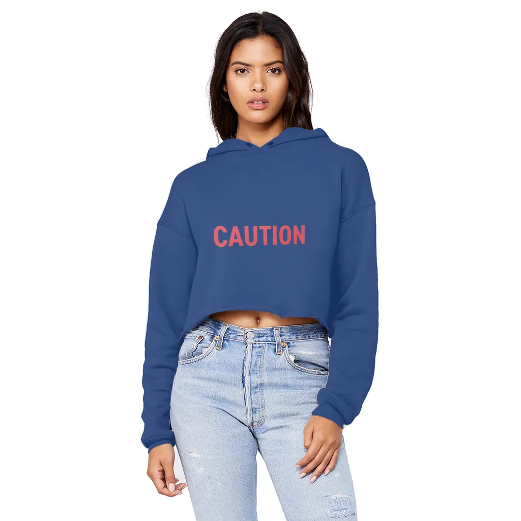 Caution Unisex Cropped Raw Edge Boyfriend Hoodie