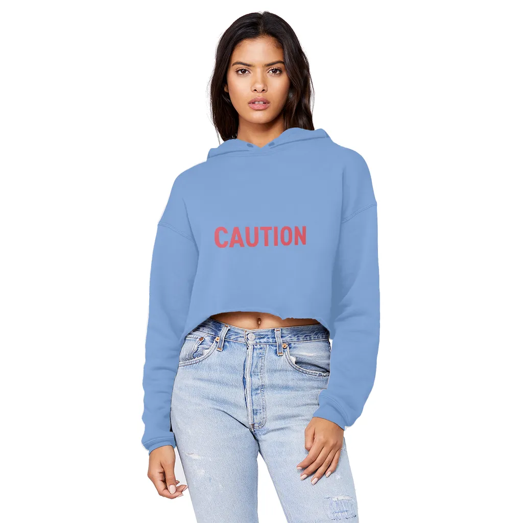 Caution Unisex Cropped Raw Edge Boyfriend Hoodie