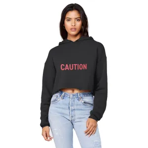Caution Unisex Cropped Raw Edge Boyfriend Hoodie