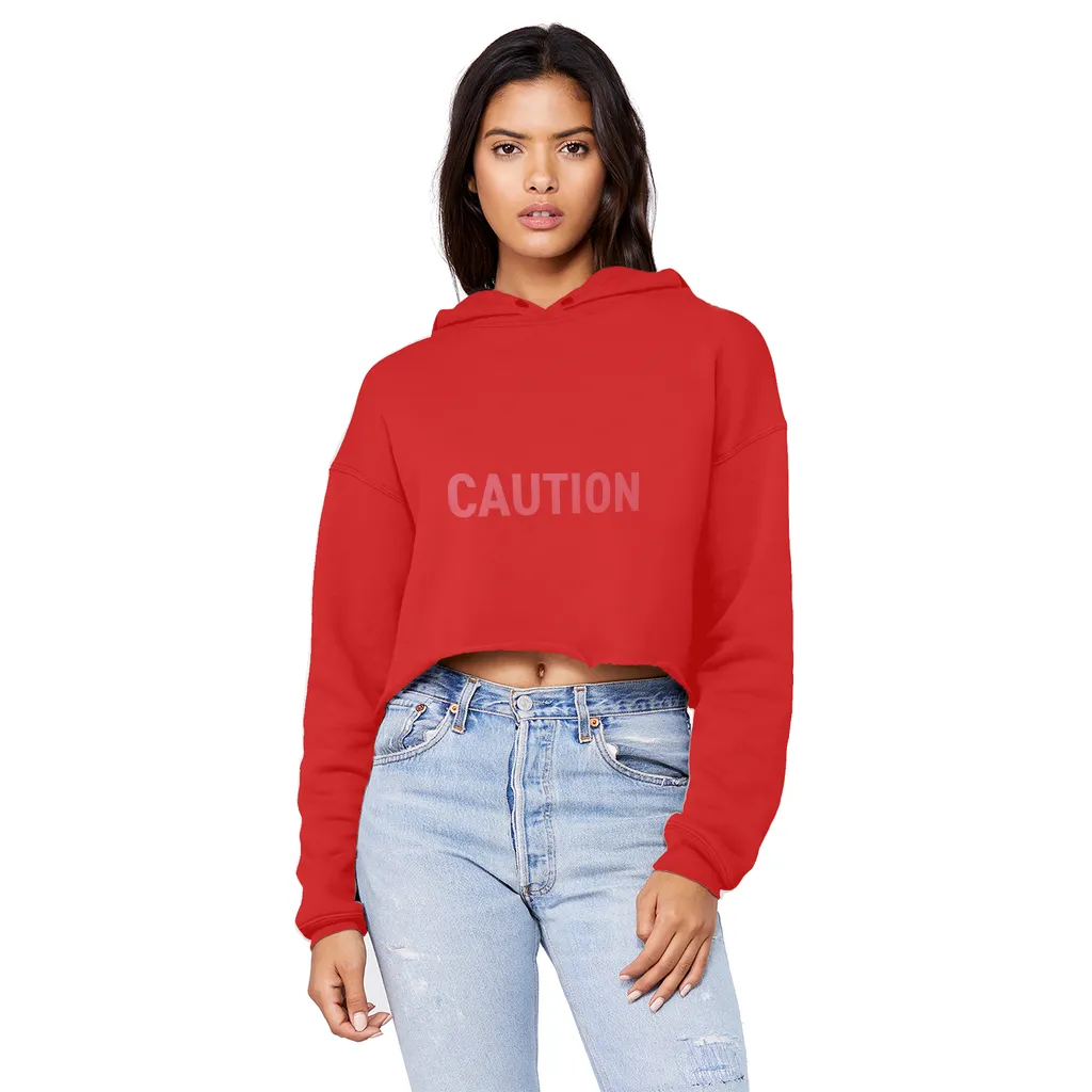 Caution Unisex Cropped Raw Edge Boyfriend Hoodie