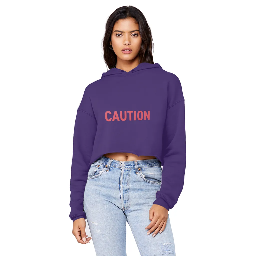 Caution Unisex Cropped Raw Edge Boyfriend Hoodie