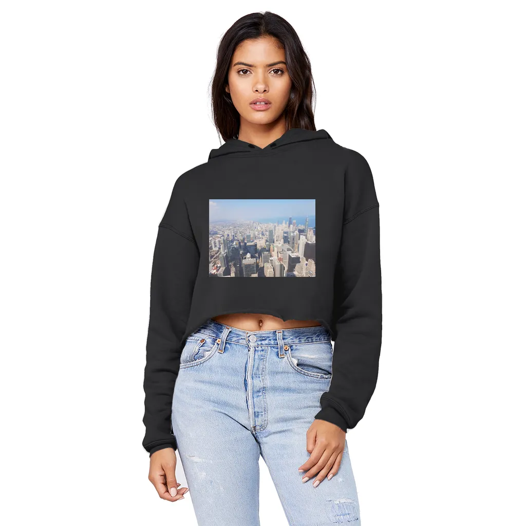Chicago Skyline Unisex Cropped Raw Edge Boyfriend Hoodie
